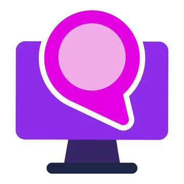 Computer icon. computer with chat. flat design vector icon. 스톡 일러스트