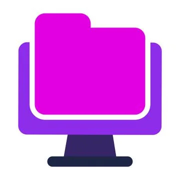 Computer icon. computer with file folder. flat design vector icon. イラスト素材