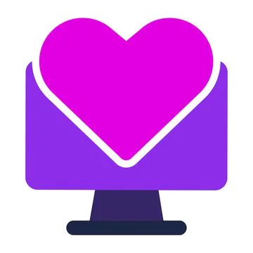 Computer icon. computer with love. flat design vector icon. イラスト素材