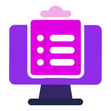 Computer icon. computer with task, clipboard. flat design vector icon. 스톡 일러스트