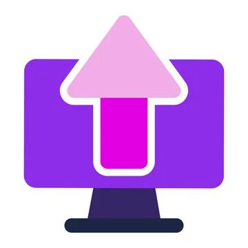 Computer icon. computer with upload. flat design vector icon. Stock Illustration