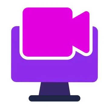 Computer icon. computer with video. flat design vector icon. Illustrazione stock