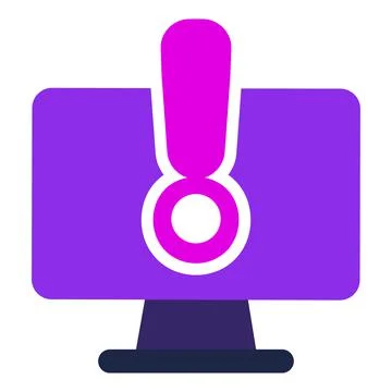 Computer icon. computer with warning. flat design vector icon. 库存插图