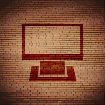 Computer icon Flat with abstract background Illustrazione stock