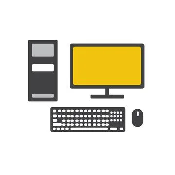 Computer Icon in Flat Style - Vector Illustration on White Background Illustrazione stock