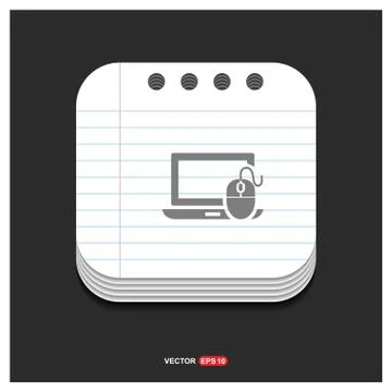 Computer Icon Gray icon on Notepad Style template Vector EPS 10 Free Icon Illustrazione stock