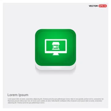 Computer icon Green Web Button 스톡 일러스트