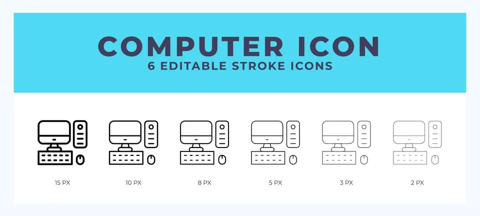Computer icon illustration vector with editable stroke. Stock Illustration