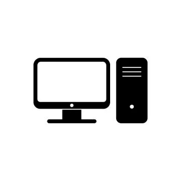 Computer icon isolated on white. PC symbol. Stock Illustration
