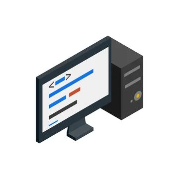 Computer icon, isometric 3d style Illustrazione stock