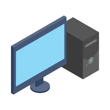 Computer icon, isometric 3d style Illustrazione stock