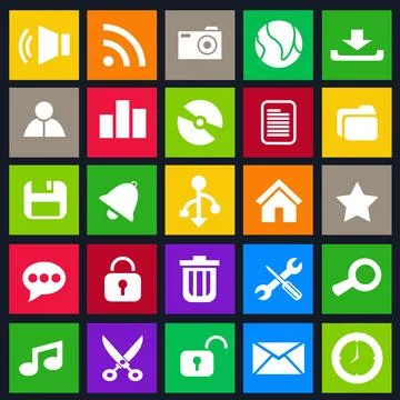Computer Icon Metro Style Set, Vector Illustration Illustrazione stock