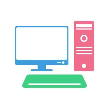Computer icon, modern flat design color sign vector Illustrazione stock