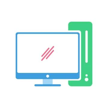 Computer icon, modern flat design color sign vector Stock Illustration