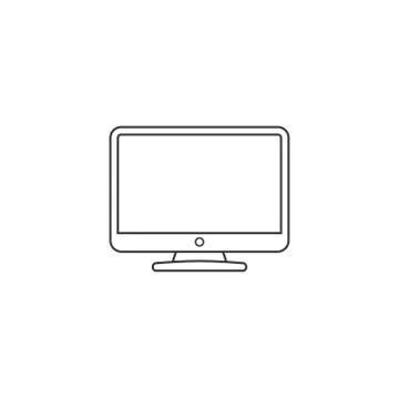 Computer icon, outline stroke. ?solated vector illustration on white backgrou Illustrazione stock