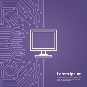 Computer Icon Over Computer Chip Moterboard Background Banner イラスト素材