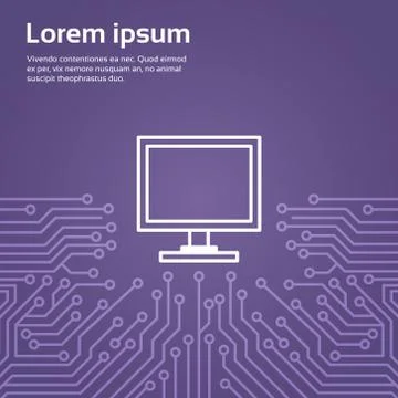 Computer Icon Over Computer Chip Moterboard Background Banner 스톡 일러스트