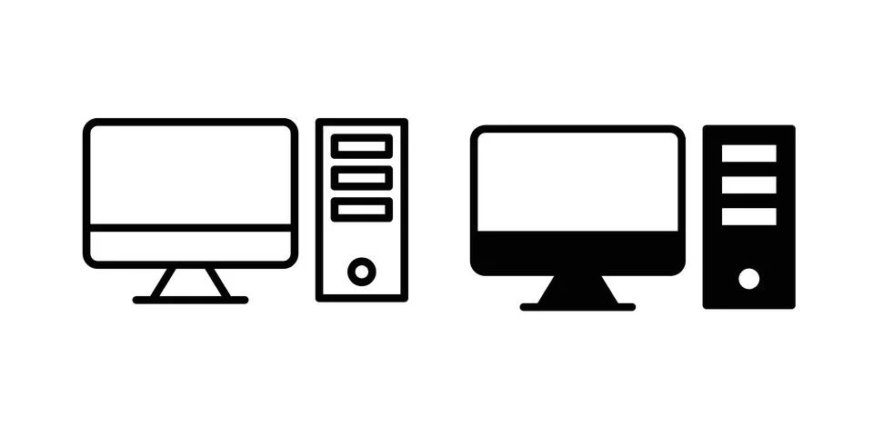 Computer icon pack with silhouette and stroke web icons Illustrazione stock
