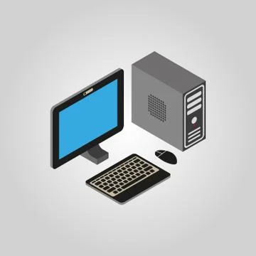 The computer icon. PC, desktop symbol.3D isometric. Flat Vector Illustrazione stock