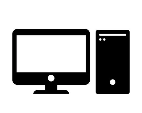 Computer icon with Personal Computer. Desktop computer icon. CPU icon. Illustrazione stock