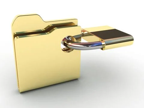 Computer icon for secure folder 3D illustration Stock Illustration