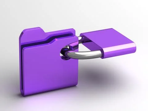 Computer icon for secure folder 3D illustration Stock Illustration