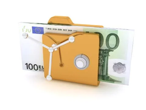 Computer icon for secure folder safe Pack  100 Euro Banknotes Stock Illustration