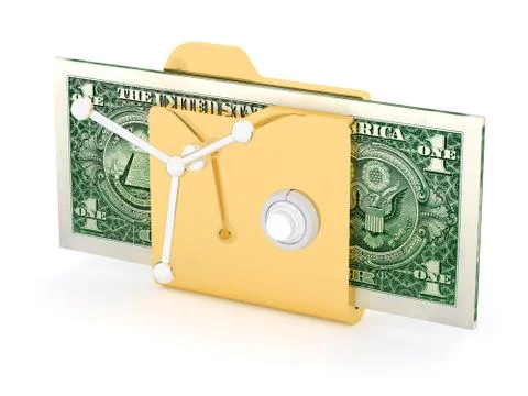 Computer icon for secure folder safe Pack Of one dollar banknotes Stock Illustration