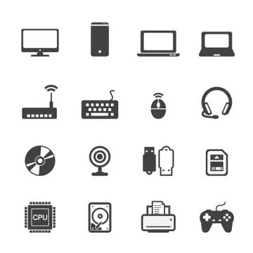 Computer icon set Illustrazione stock