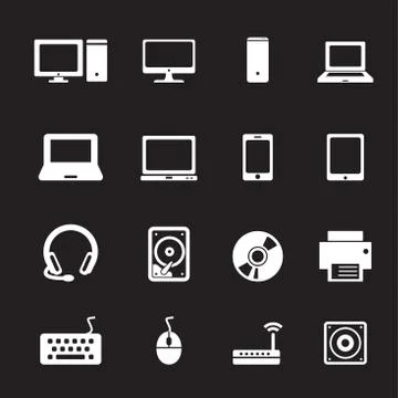 Computer icon set Illustrazione stock