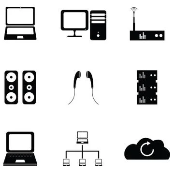 Computer icon set Illustrazione stock
