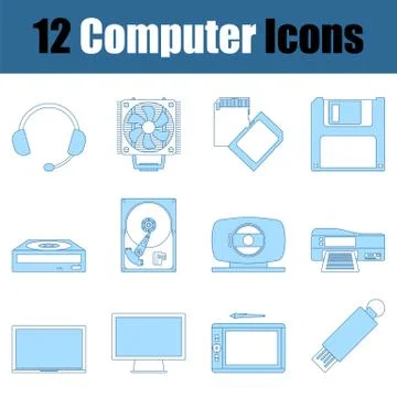 Computer Icon Set Illustrazione stock