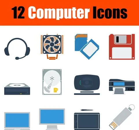 Computer Icon Set Illustrazione stock