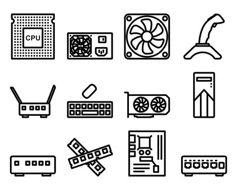 Computer Icon Set Illustrazione stock