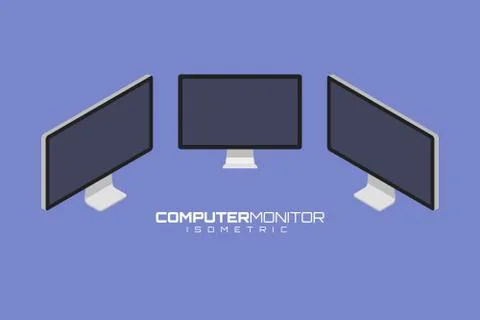 Computer icon set vector graphic illustration. Isometric view of the front,.. Stock Illustration