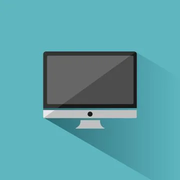 Computer icon with shade on blue background Stock Illustration
