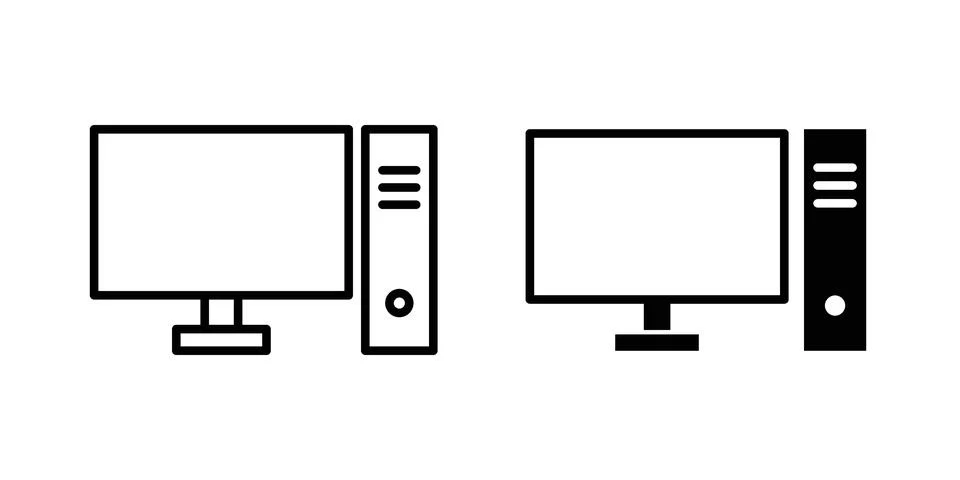Computer icon symbol  illustration bundle in black colour Stock-Illustration