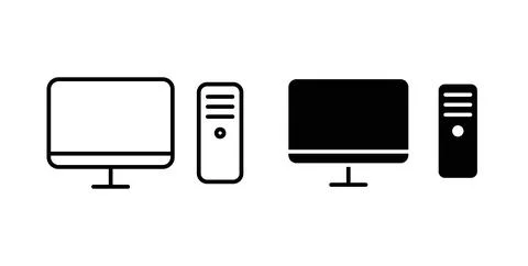 Computer icon symbol, outline icons Stock Illustration