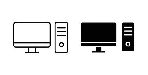 Computer icon symbol. Vector illustration pack in black color. Stock Illustration