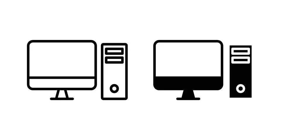 Computer icon vector concepts, line and silhouette style Stockillustratie