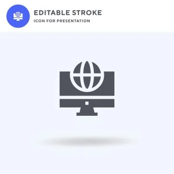 Computer icon vector, filled flat sign, solid pictogram isolated on white, logo Stock Illustration