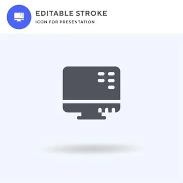 Computer icon vector, filled flat sign, solid pictogram isolated on white, lo Stock Illustration