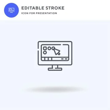 Computer icon vector, filled flat sign, solid pictogram isolated on white, logo Stock Illustration