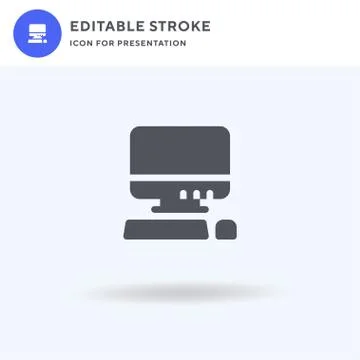 Computer icon vector, filled flat sign, solid pictogram isolated on white, logo Illustrazione stock