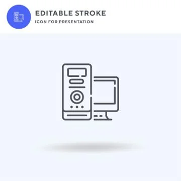 Computer icon vector, filled flat sign, solid pictogram isolated on white, logo Stock Illustration