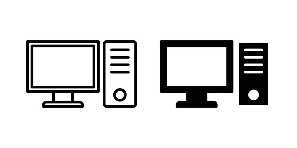 Computer icon vectors. Illustrations in black Stock-Illustration