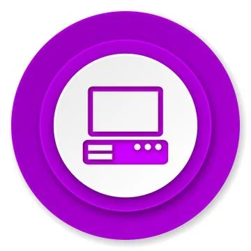Computer icon, violet button, pc sign. Stock Illustration