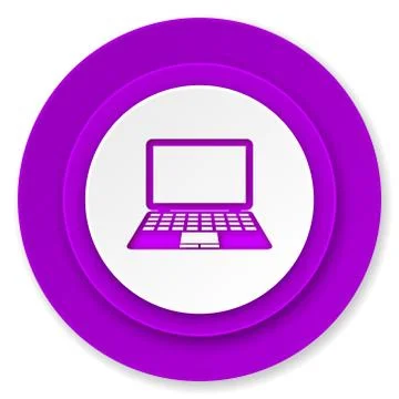 Computer icon, violet button, pc sign. 스톡 일러스트