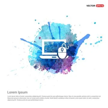 Computer Icon - Watercolor Background Stock Illustration