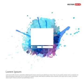 Computer Icon - Watercolor Background 스톡 일러스트